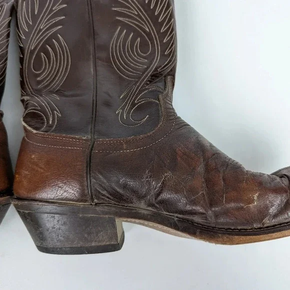 Laredo Vintage Mens 10 D Leather Western Cowboy Boots  Pointed Toe Embroidered - Picture 14 of 16